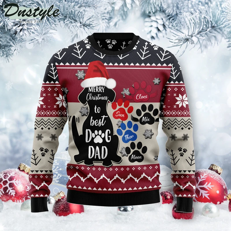 To Best Dog Dad Ugly Christmas Sweater
