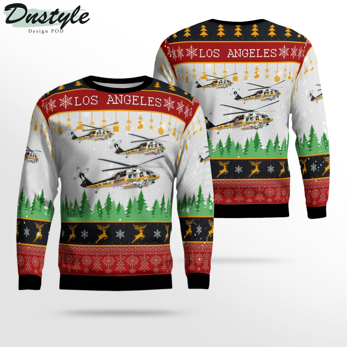 Los Angeles County Fire Department Sikorsky S-70A Firehawk Ugly Christmas Sweater