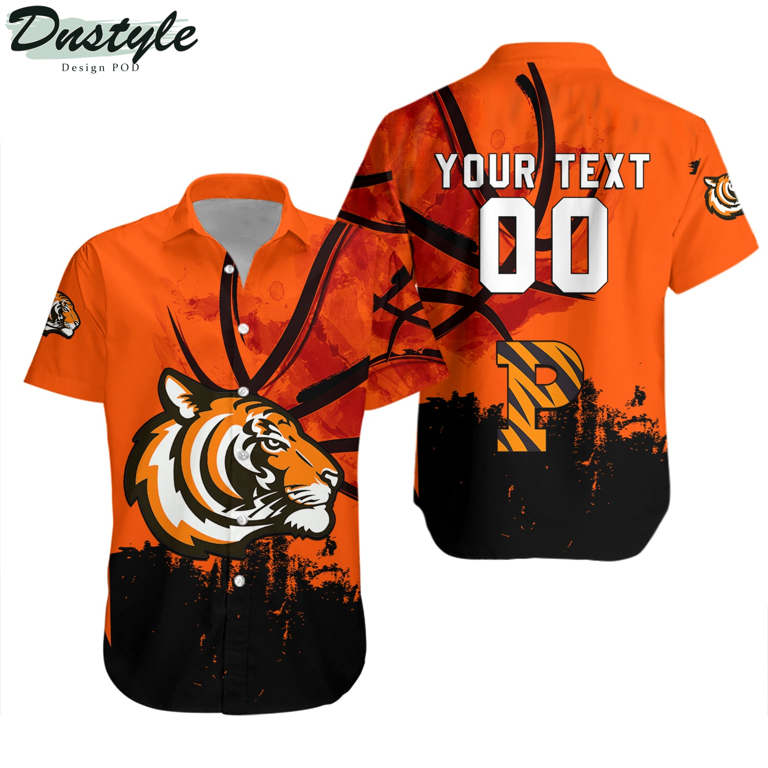 Princeton Tigers Basketball Net Grunge Pattern Hawaii Shirt