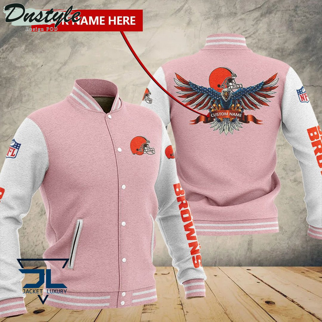 Cleveland Browns Eagles Custom Name Baseball Jacket