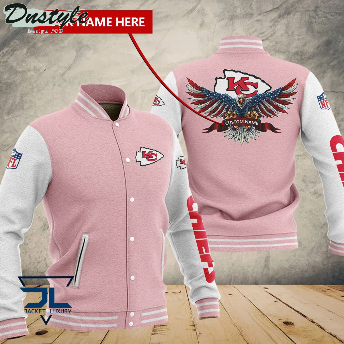 Kansas City Chiefs Eagles Custom Name Baseball Jacket