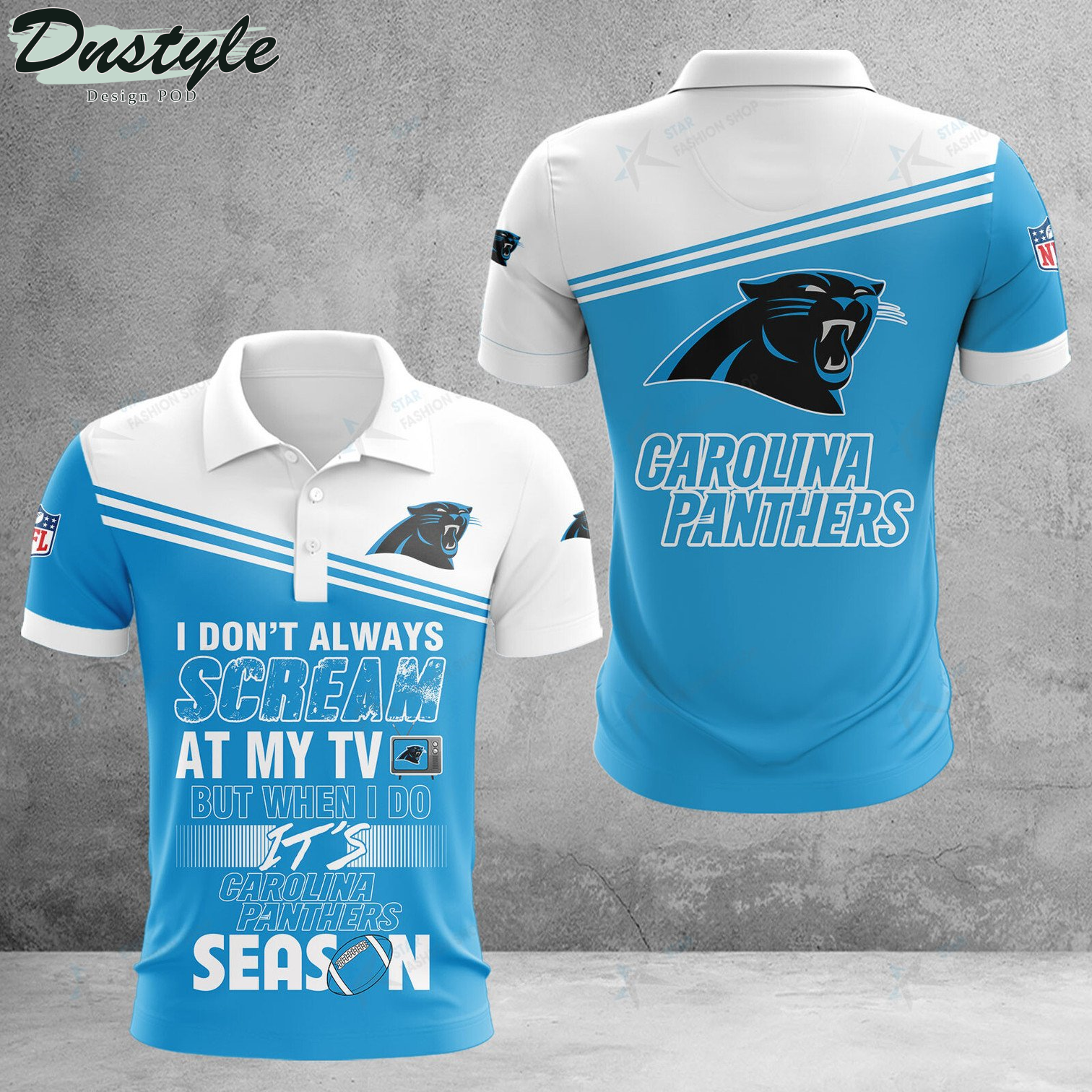 Carolina Panthers I don't Always Scream At My TV Polo Shirt