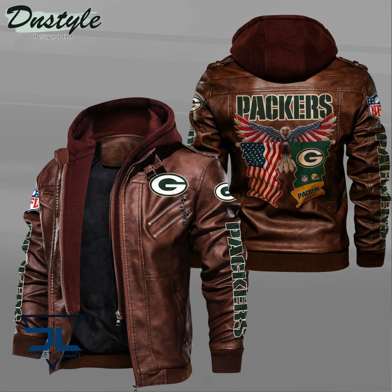 Green Bay Packers Eagles American Flag Leather Jacket