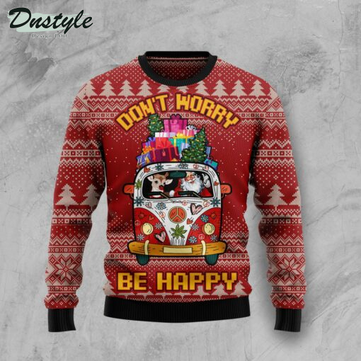 Hippie Car Santa Claus Ugly Christmas Sweater