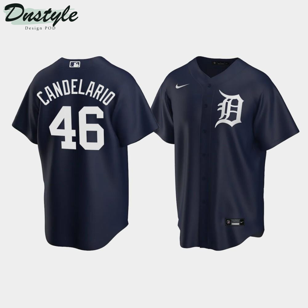 Detroit Tigers Jeimer Candelario #46 Alternate Men's Jersey - Navy MLB Jersey 2