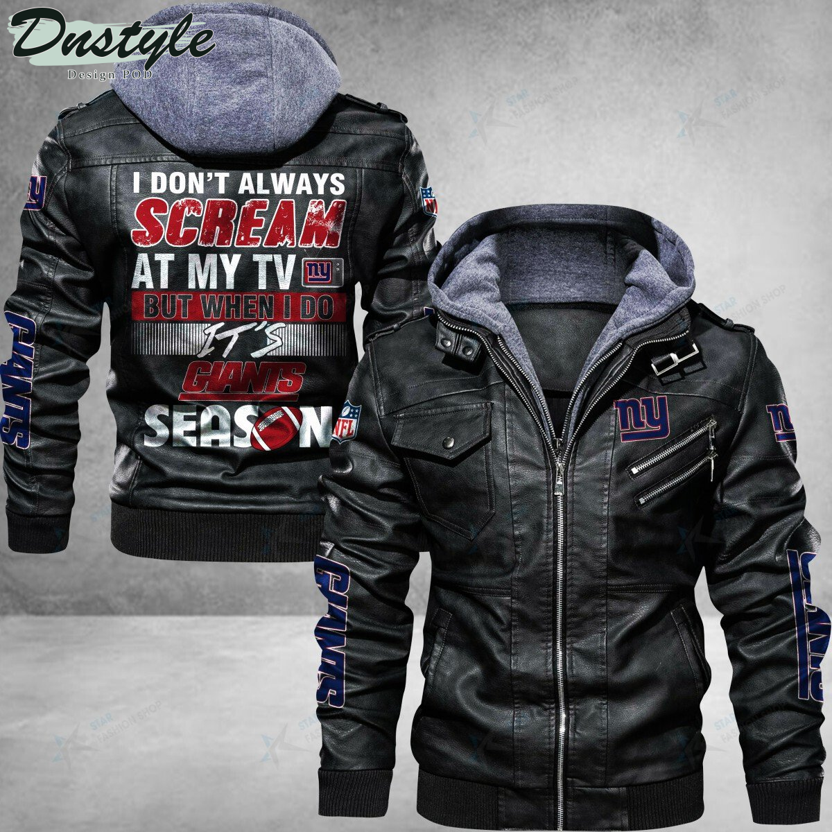 New York Giants I don't Always Scream At My TV Leather Jacket