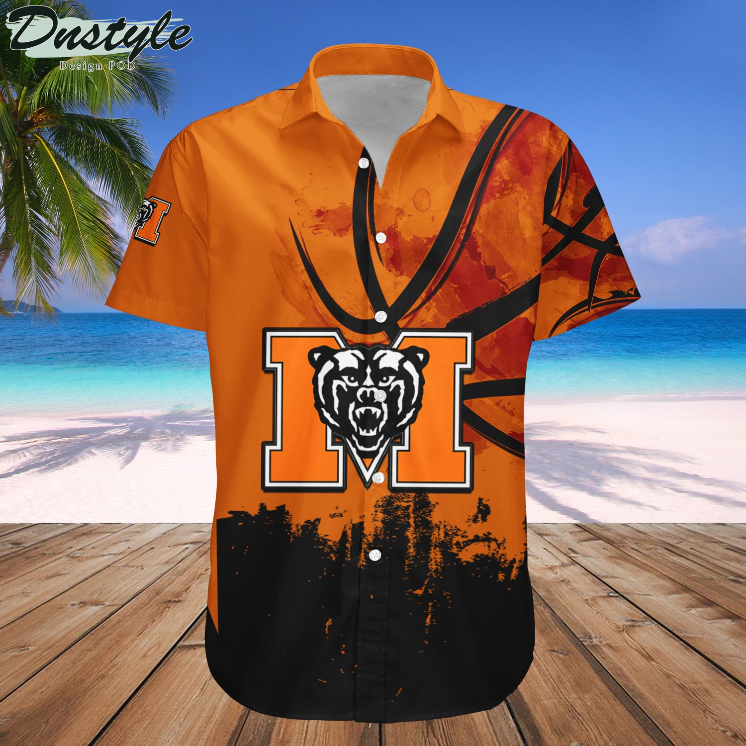 Mercer Bears Basketball Net Grunge Pattern Hawaii Shirt