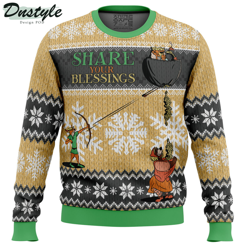 Share Your Blessings Robin Hood Disney Ugly Christmas Sweater