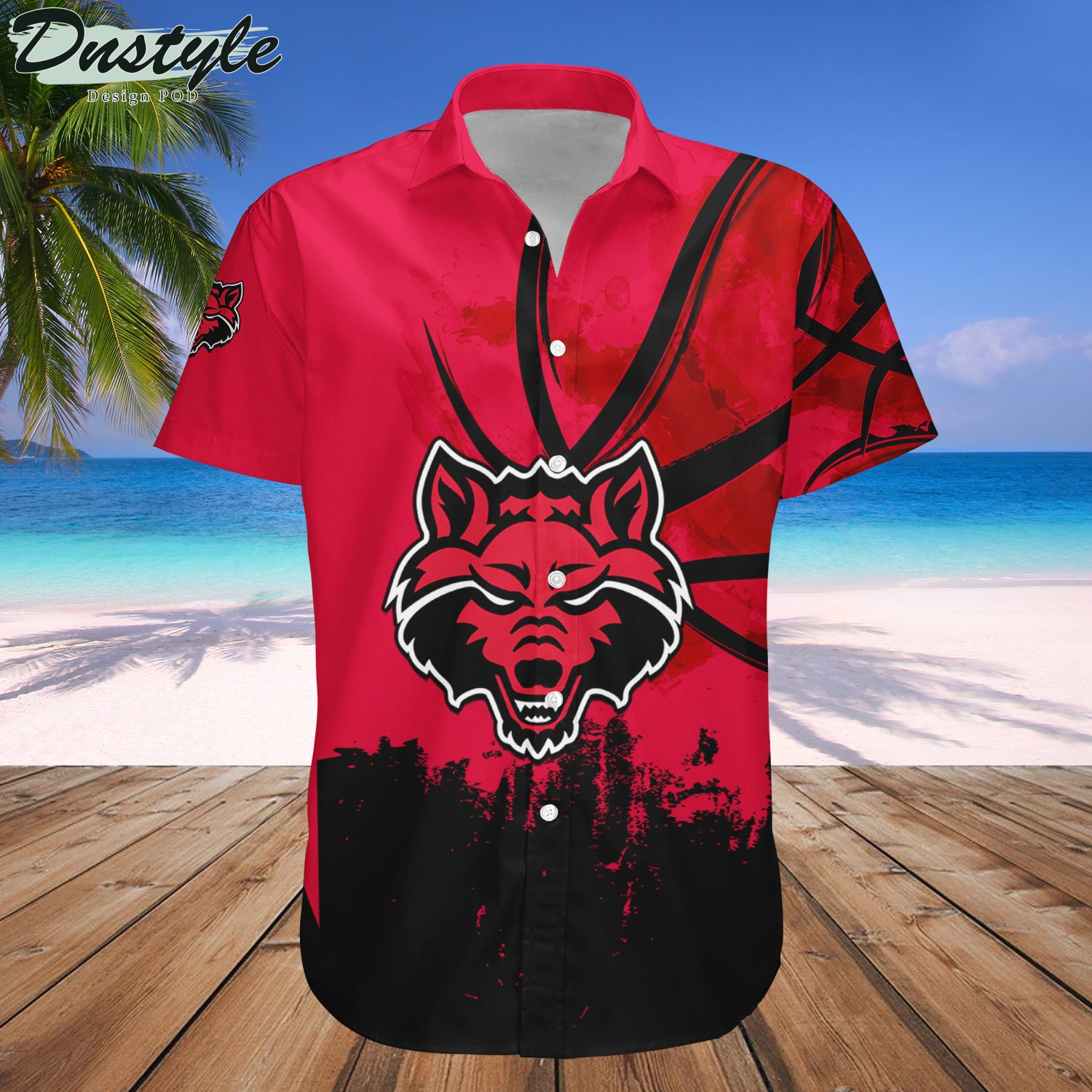 Arkansas State Red Wolves Basketball Net Grunge Pattern Hawaii Shirt