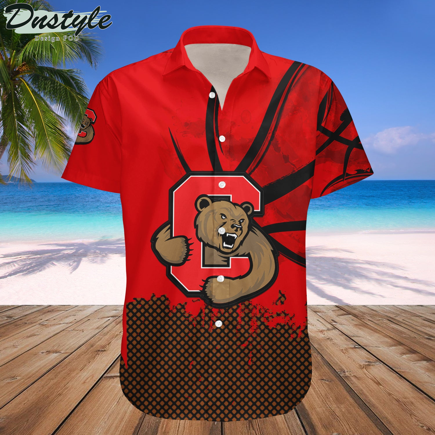 Cornell Big Red Basketball Net Grunge Pattern Hawaii Shirt