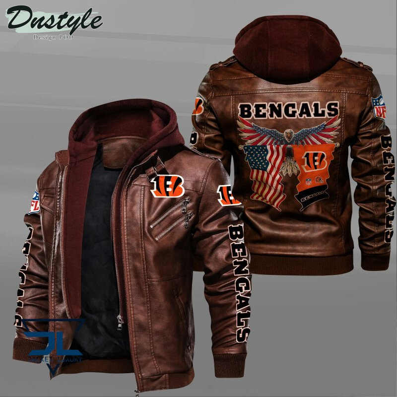 Cincinnati Bengals Eagles American Flag Leather Jacket