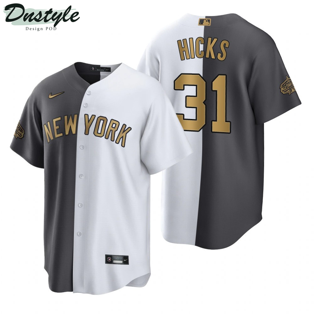 New York Yankees Aaron Hicks Split White Charcoal 2022 All-Star Game Jersey