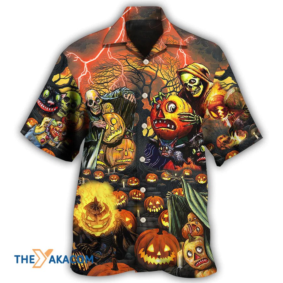 Halloween Skull Dark Pumpkin Scary Hawaiian Shirt