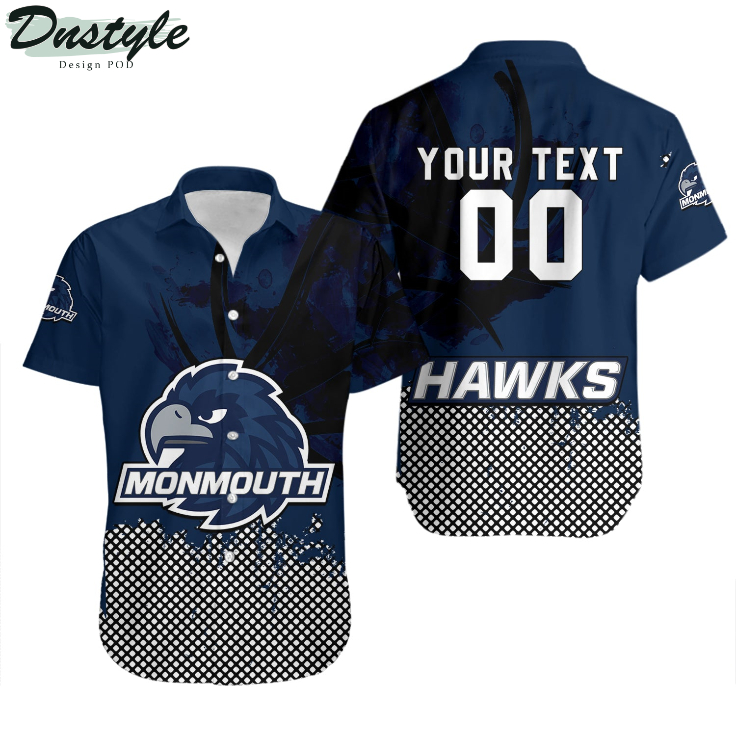 Monmouth Hawks Basketball Net Grunge Pattern Hawaii Shirt