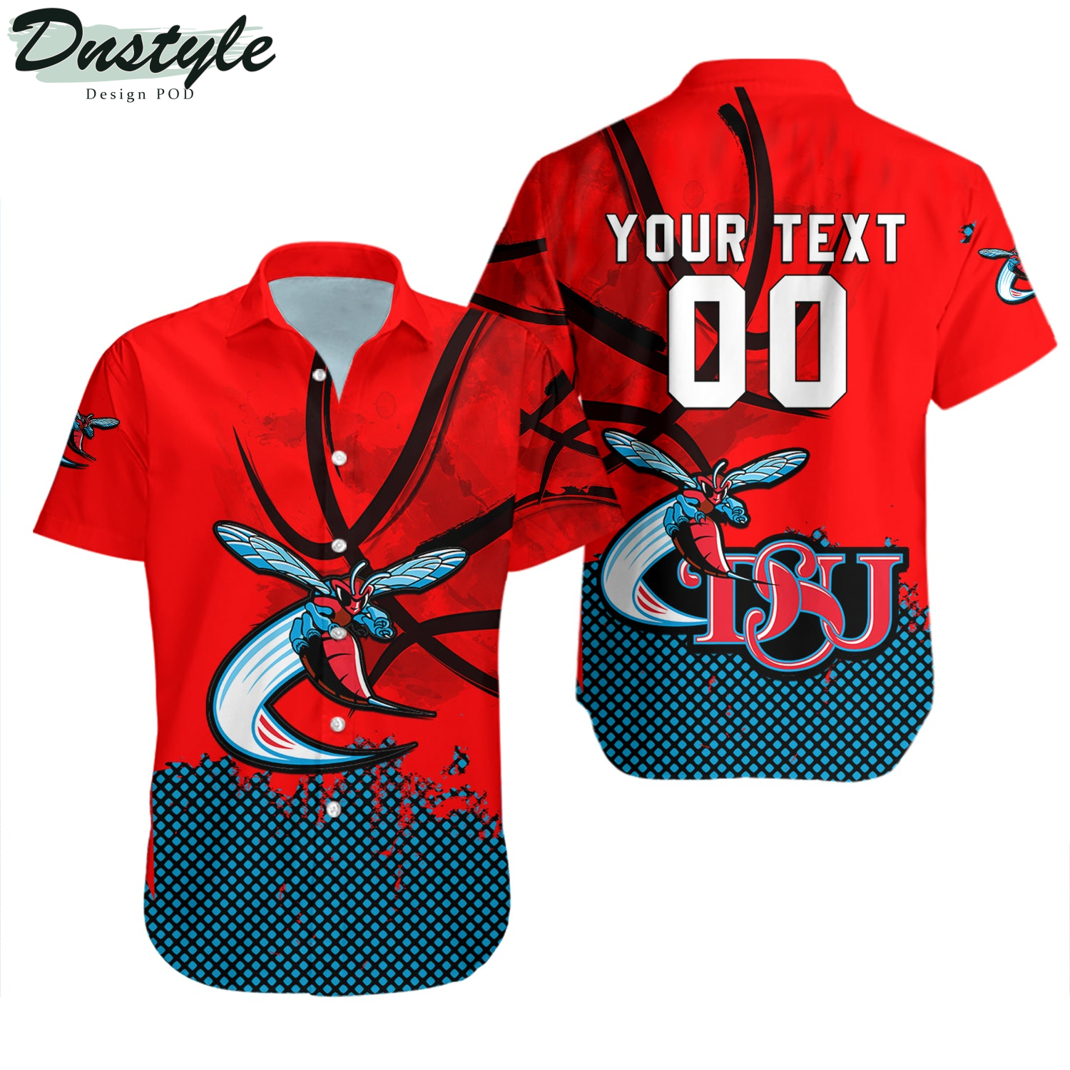 Delaware State Hornets Basketball Net Grunge Pattern Hawaii Shirt