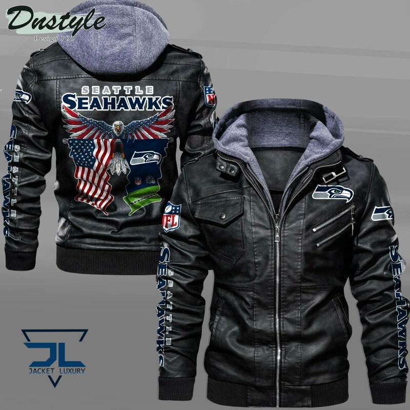 Seattle Seahawks Eagles American Flag Leather Jacket