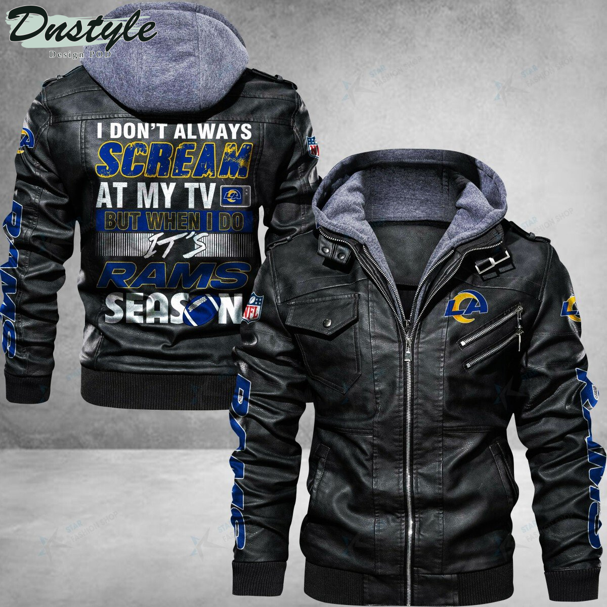 Los Angeles Rams I don't Always Scream At My TV Leather Jacket
