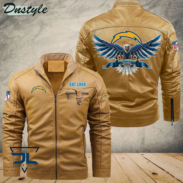 Los Angeles Chargers Eagle Fleece Leather Jacket