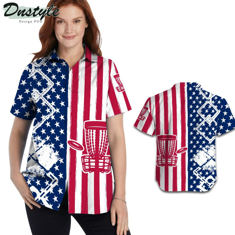Disc Golf American Flag Hawaiian Shirt