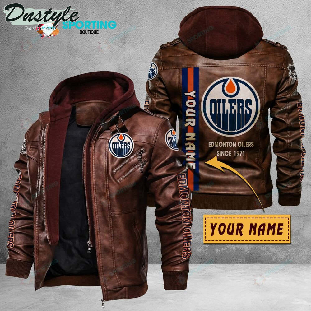Edmonton Oilers custom name leather jacket