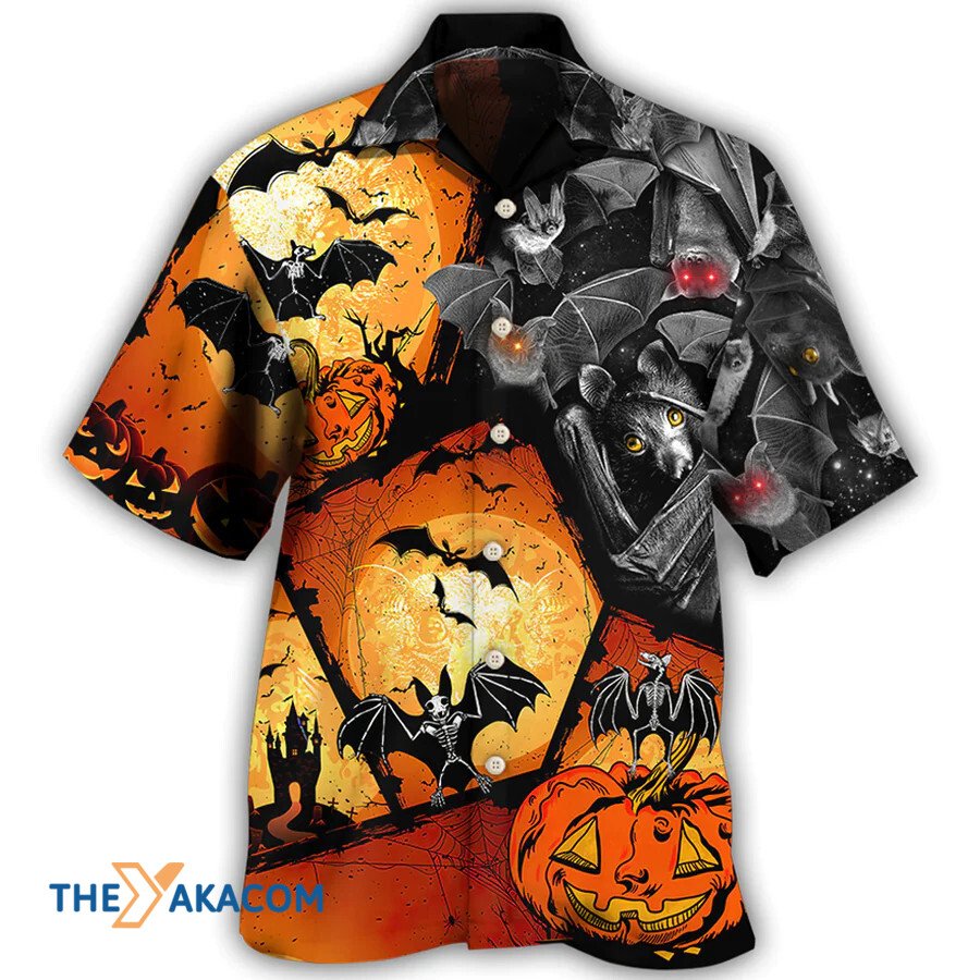 Halloween Bat And Pumpkin Scary Hawaiian Shirt
