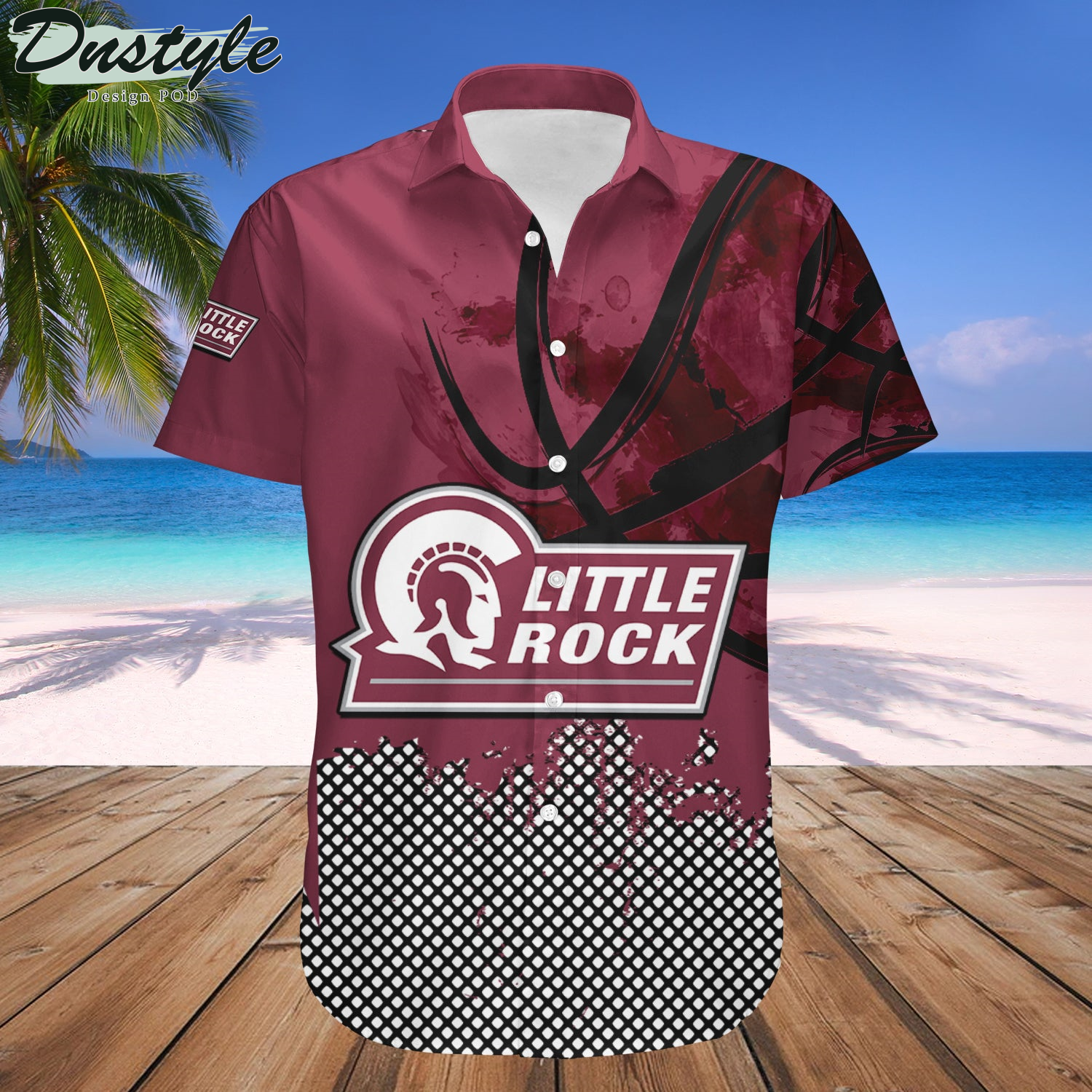 Little Rock Trojans Basketball Net Grunge Pattern Hawaii Shirt