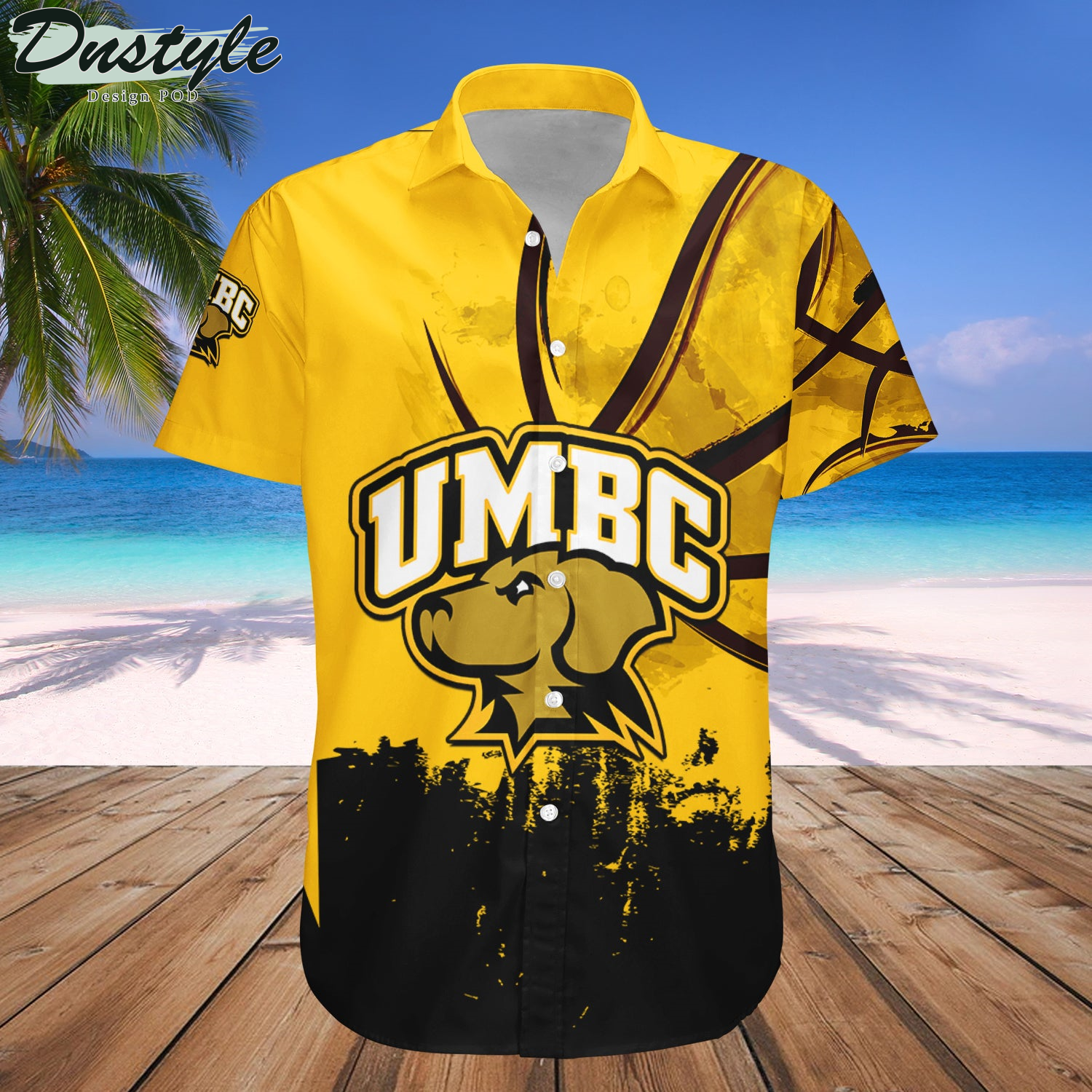 UMBC Retrievers Basketball Net Grunge Pattern Hawaii Shirt