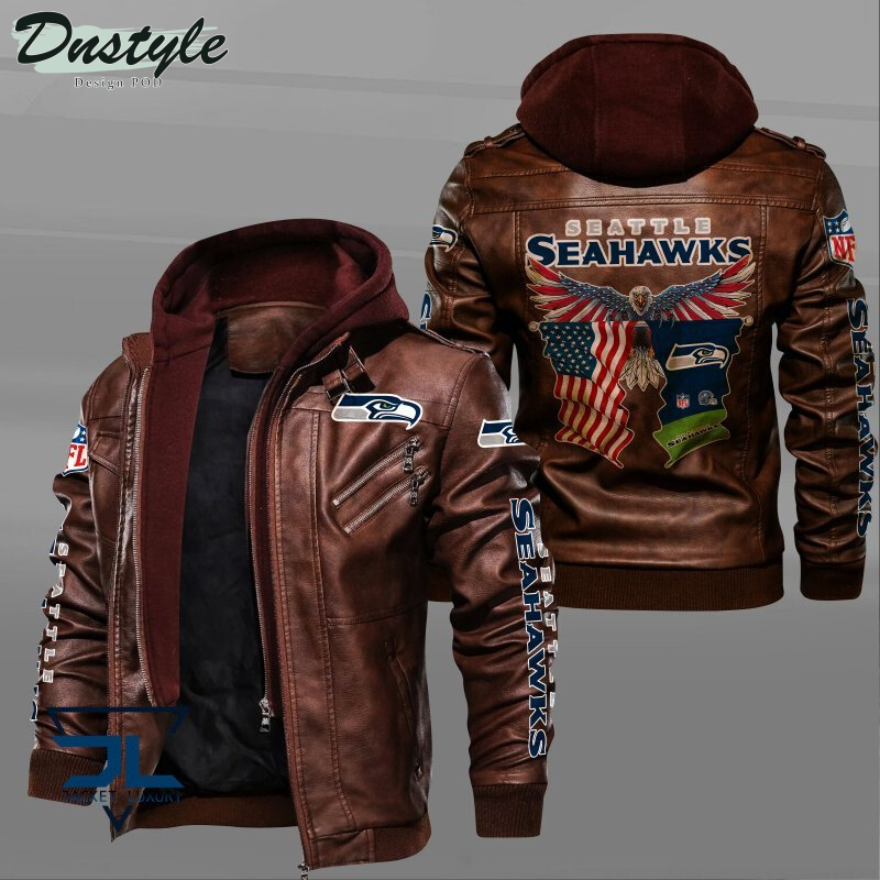 Seattle Seahawks Eagles American Flag Leather Jacket