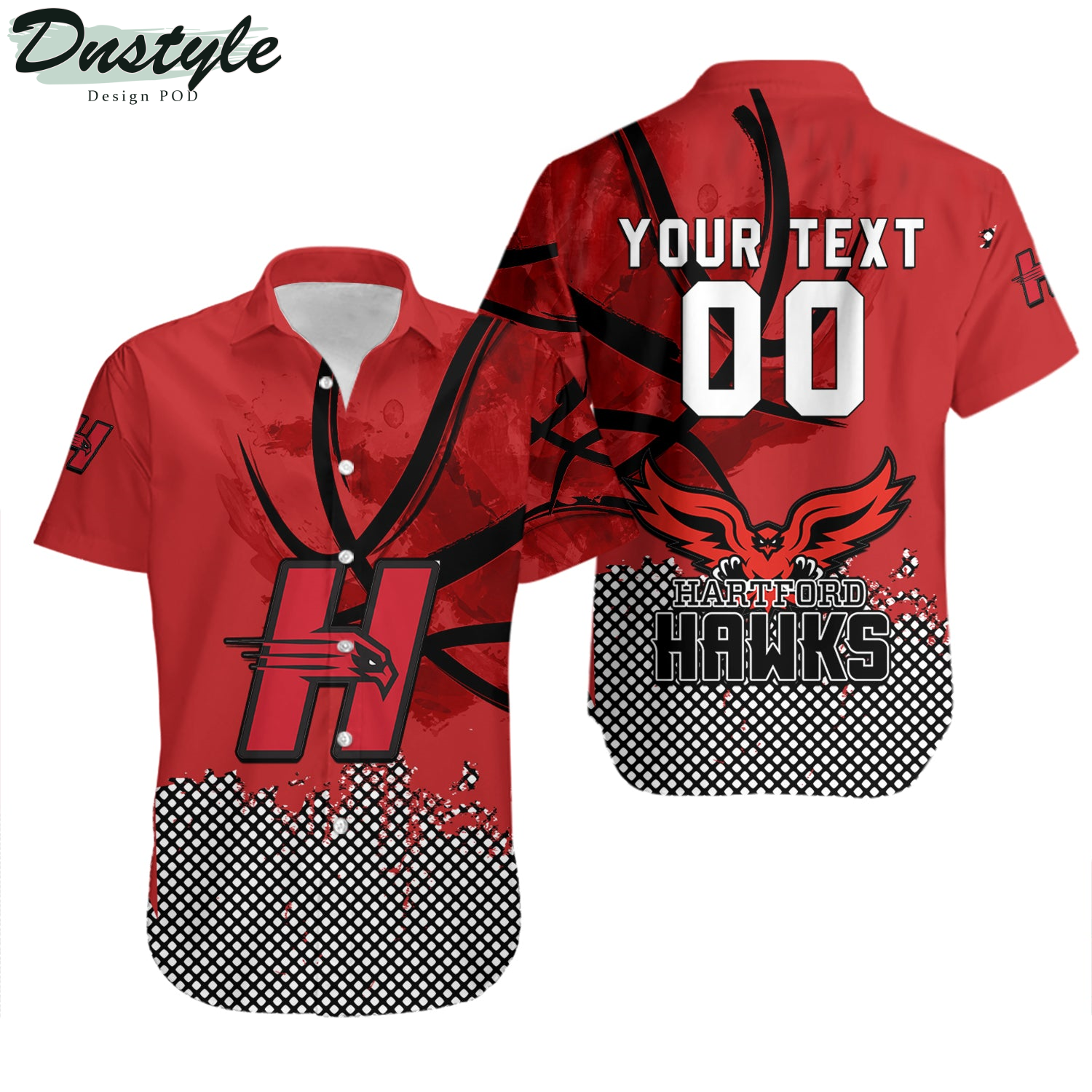 Hartford Hawks Basketball Net Grunge Pattern Hawaii Shirt