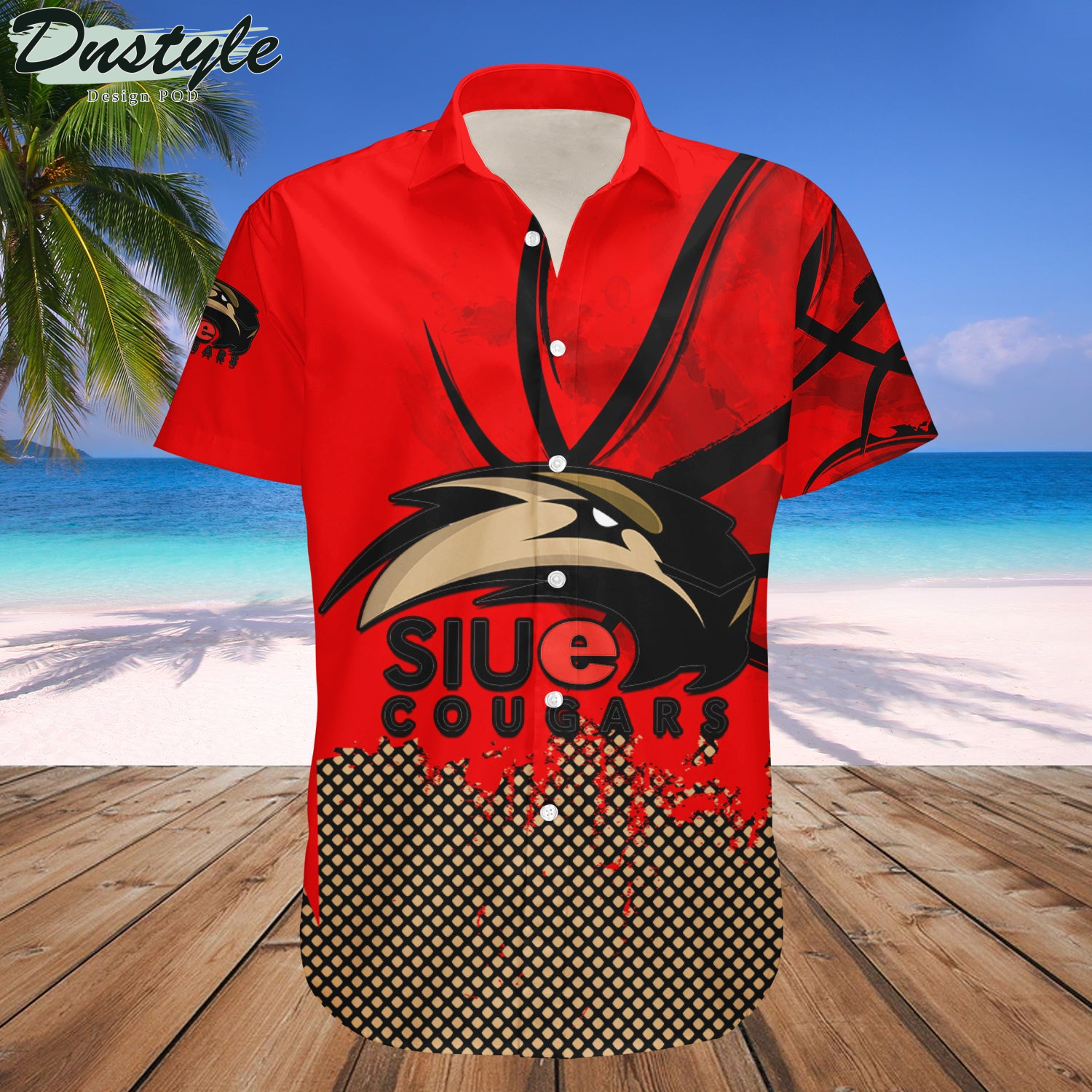 SIU Edwardsville Cougars Basketball Net Grunge Pattern Hawaii Shirt