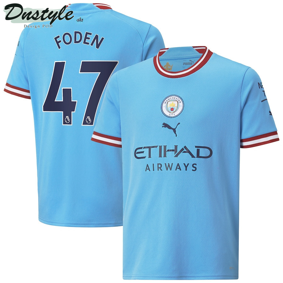 Phil Foden #47 Manchester City Youth 2022/23 Home Player Jersey – Sky Blue