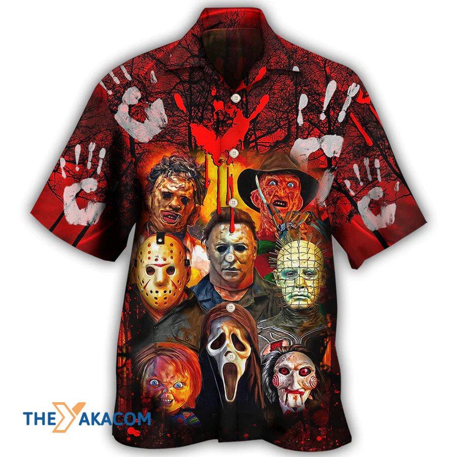 Halloween Horror Characters Blood Scary Hawaiian Shirt