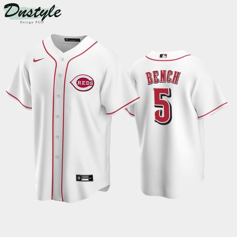 Home Reds #5 Johnny Bench White Jersey MLB Jersey