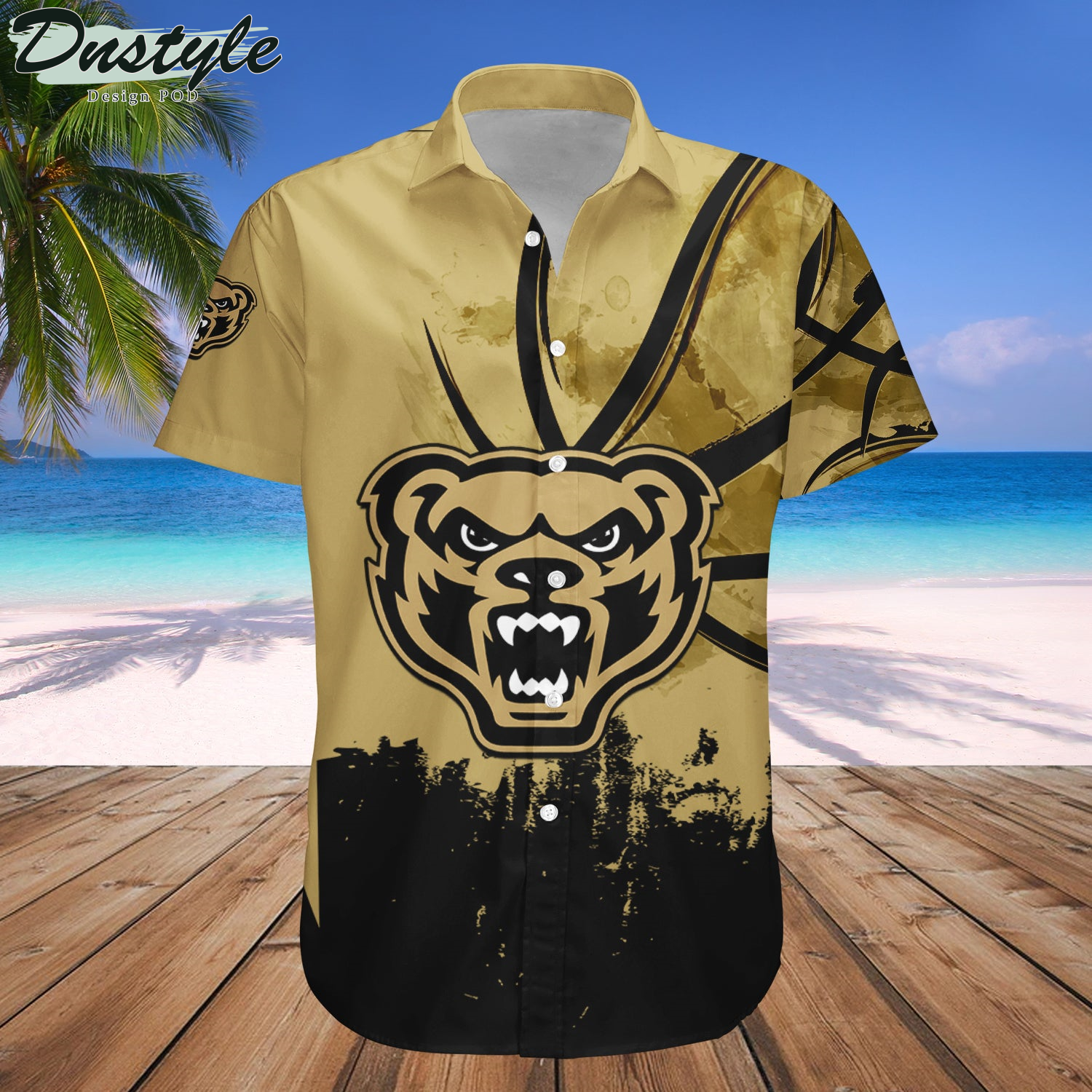 Oakland Golden Grizzlies Basketball Net Grunge Pattern Hawaii Shirt
