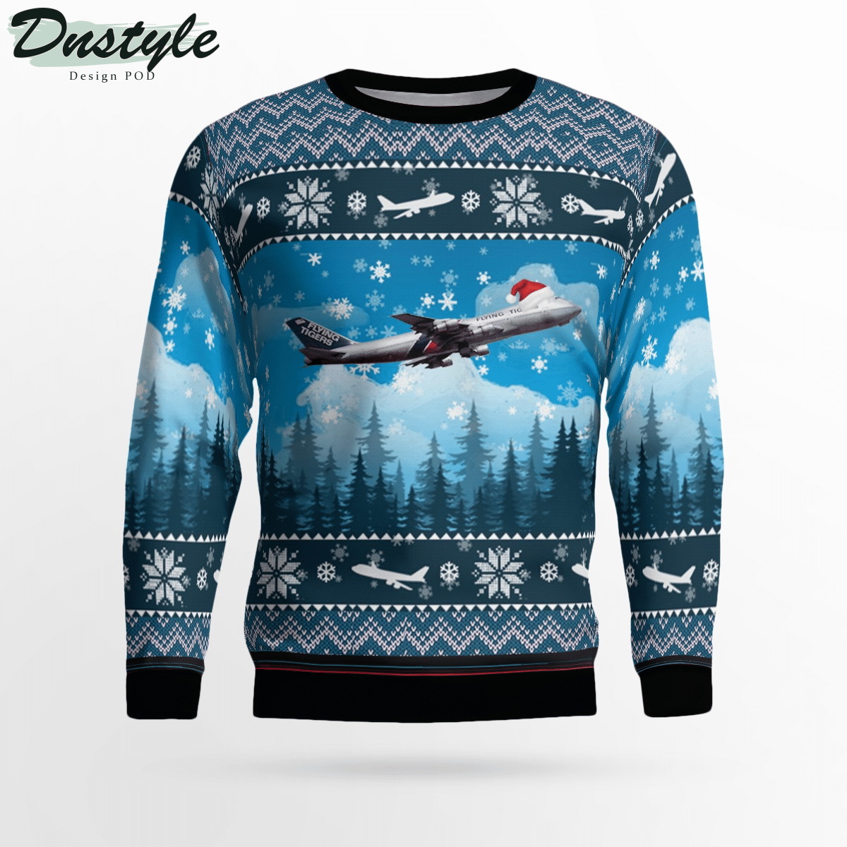 Flying Tiger Line Boeing 747-132 Ugly Christmas Sweater