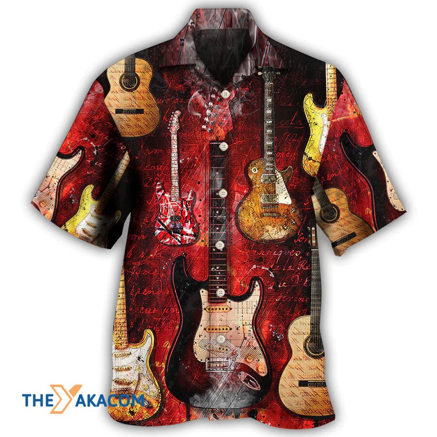 Guitar Abstract Halloween Guitar Art Style Hawaiian Shirt