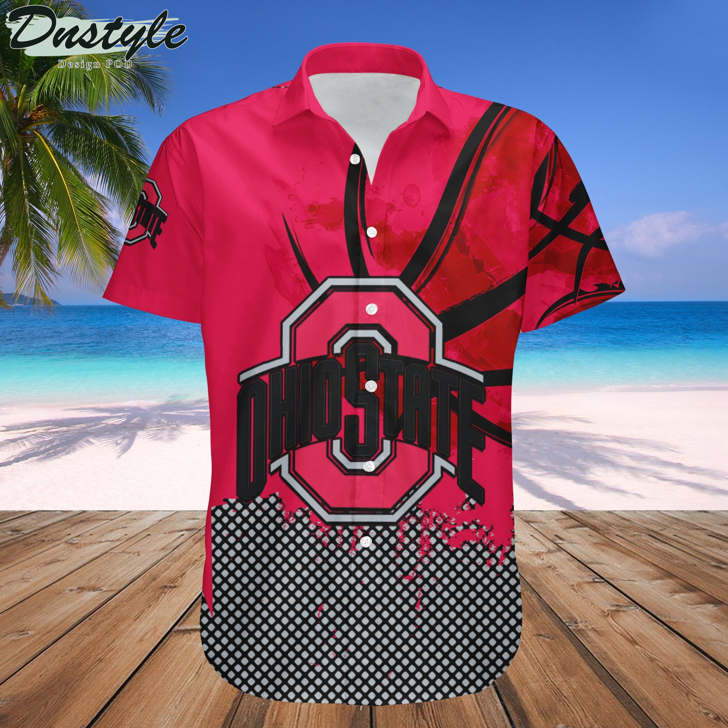 Ohio State Buckeyes Basketball Net Grunge Pattern Hawaii Shirt