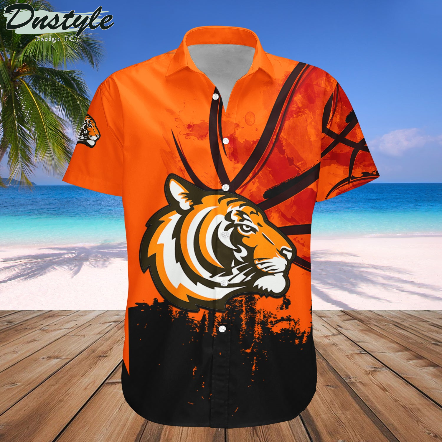 Princeton Tigers Basketball Net Grunge Pattern Hawaii Shirt