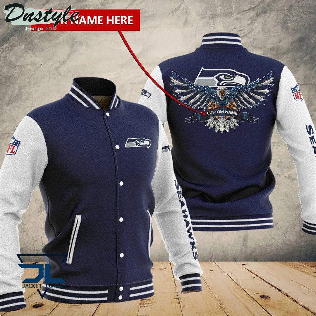 Seattle Seahawks Eagles Custom Name Baseball Jacket