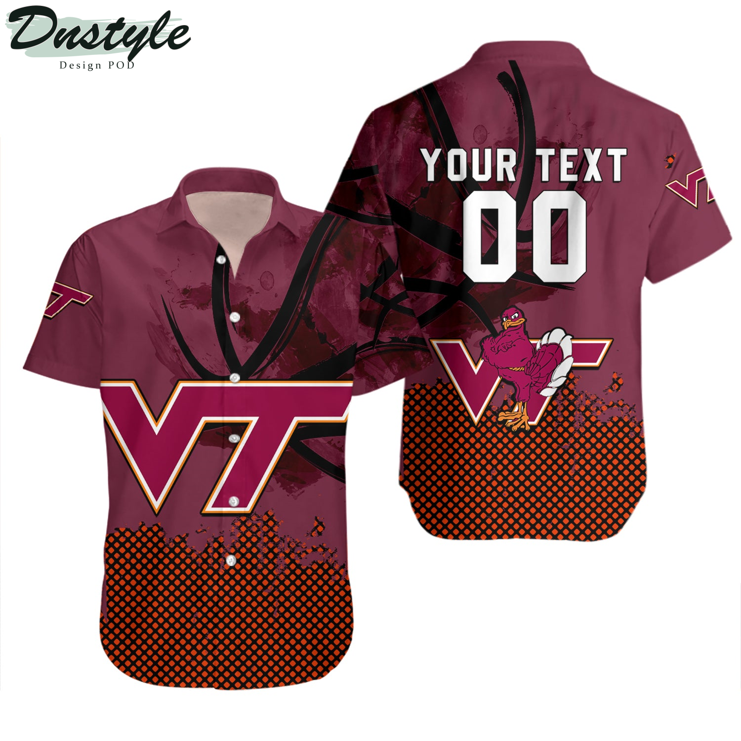 Virginia Tech Hokies Basketball Net Grunge Pattern Hawaii Shirt