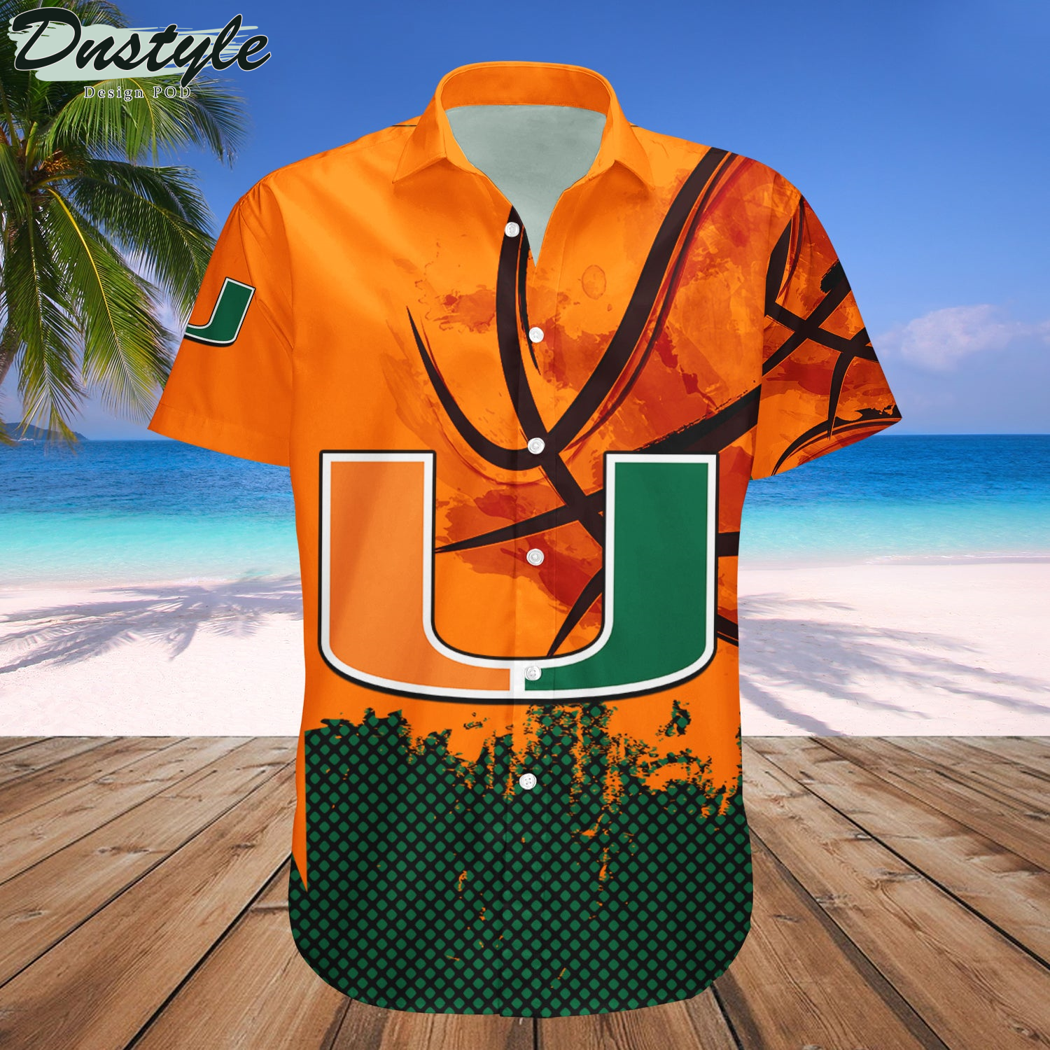 Miami Hurricanes Basketball Net Grunge Pattern Hawaii Shirt