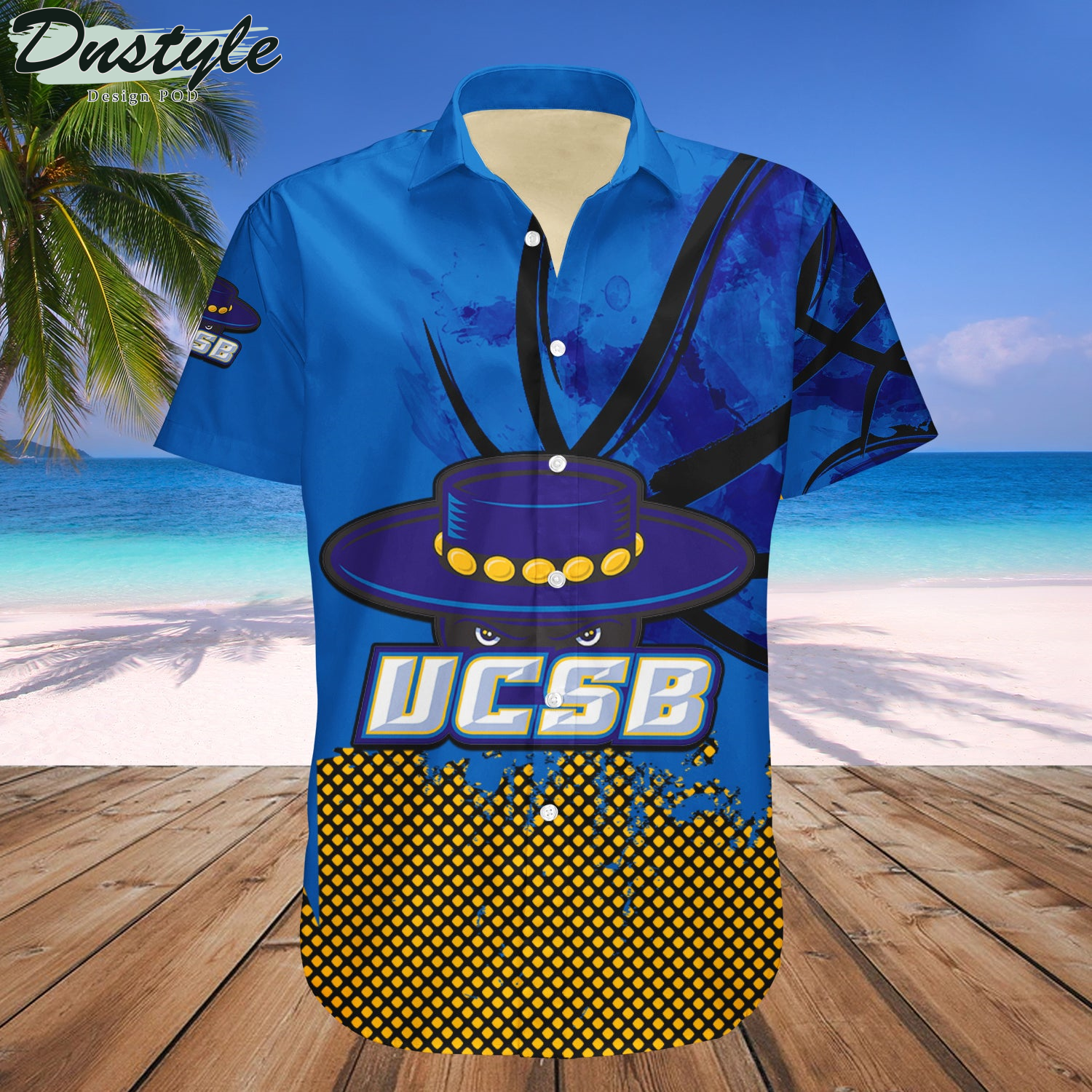 UC Santa Barbara Gauchos Basketball Net Grunge Pattern Hawaii Shirt