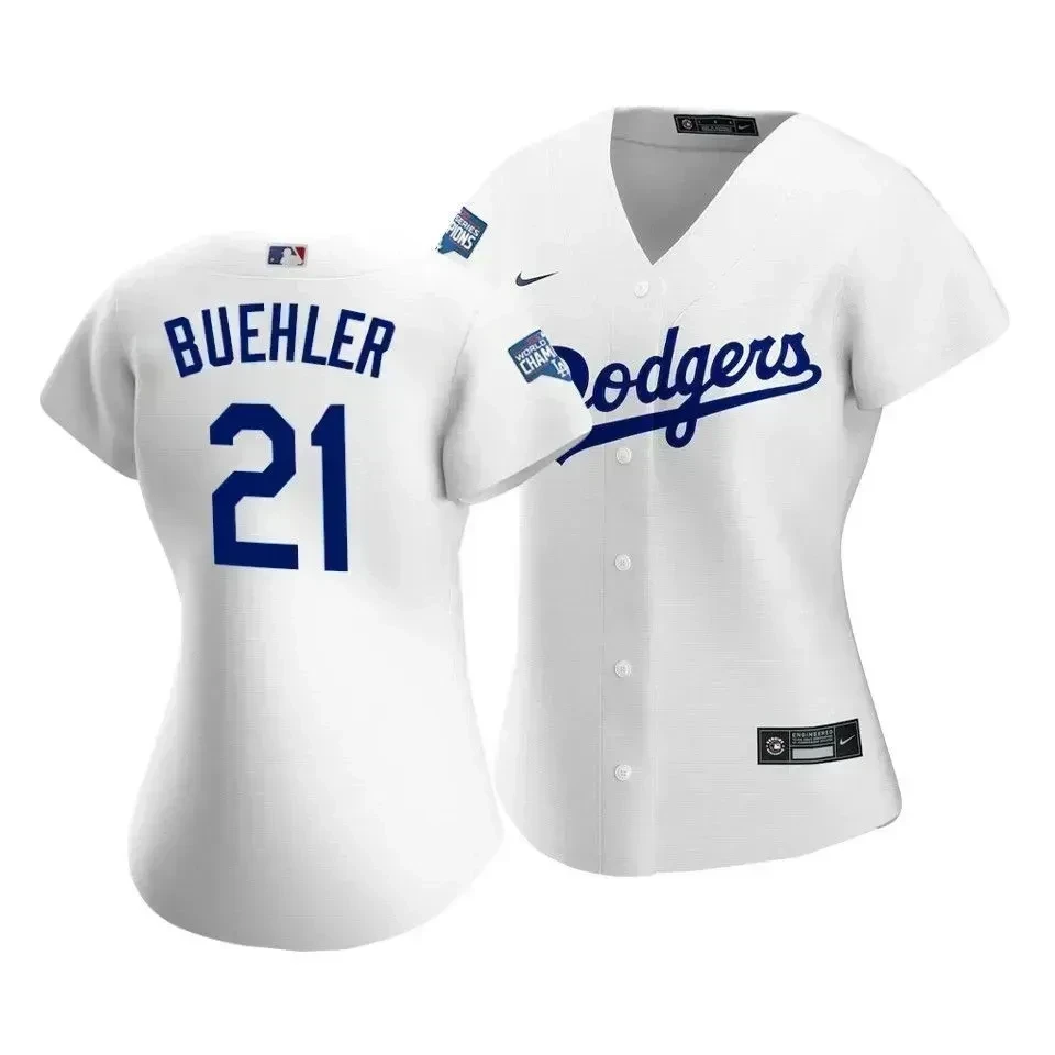 Dodgers Walker Buehler #21 2020 World Series Champions White Home Women's MLB Jersey