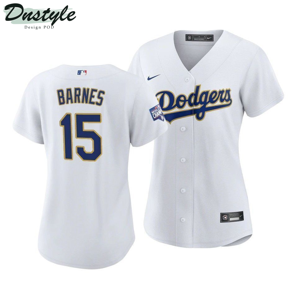 Women La Dodgers Austin Barnes #15 2021 Gold Program White Gold MLB Jersey