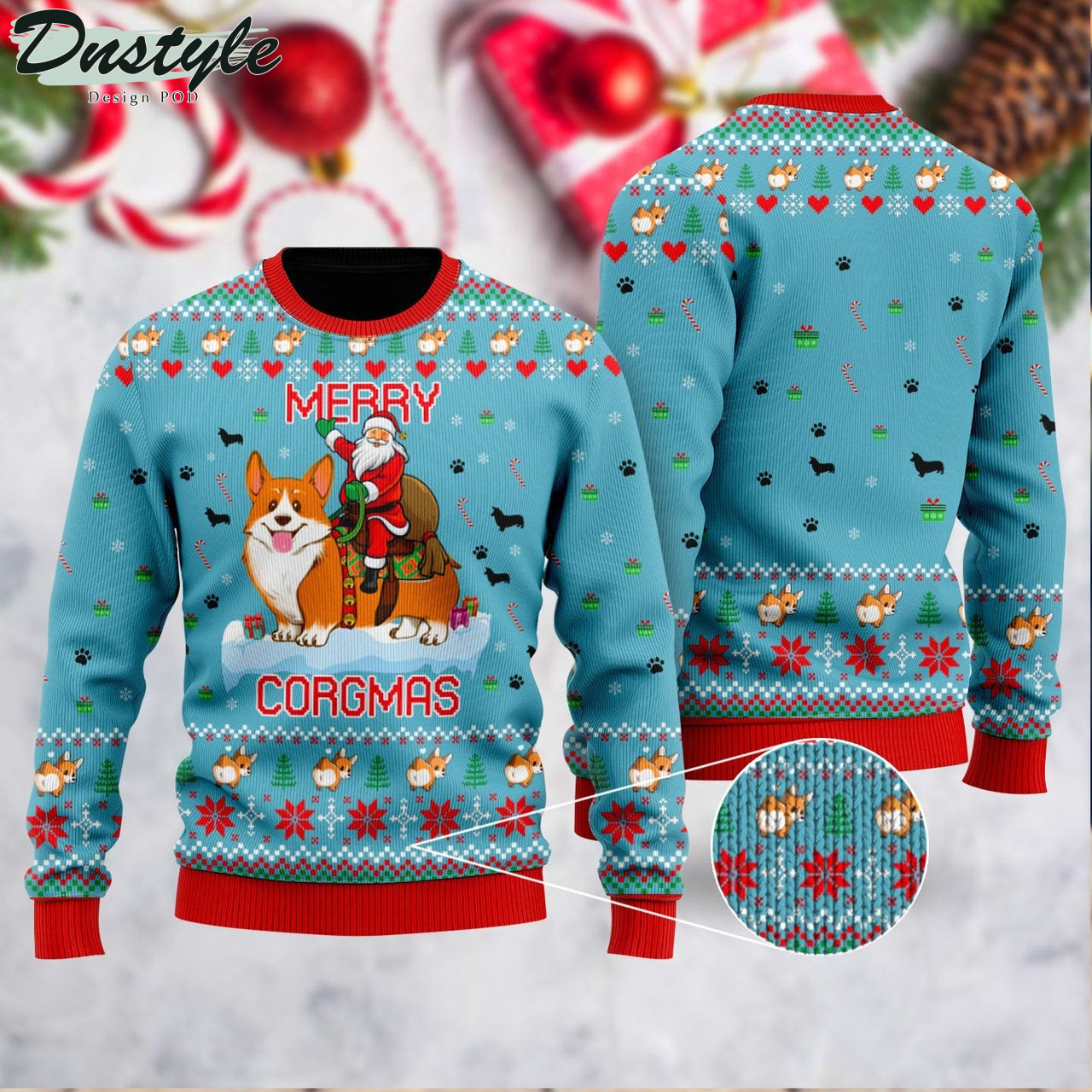 Funny Dog Merry Corgi x Santa Christmas Ugly Christmas Sweater