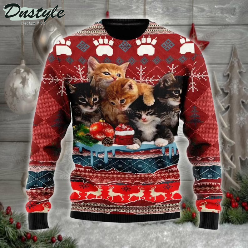 Christmas Kitty Cat Ugly Christmas Sweater