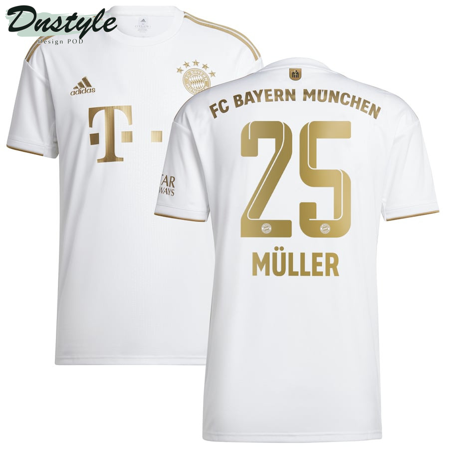 Thomas Müller #25 Bayern Munich Youth 2022/23 Away Player Jersey - White