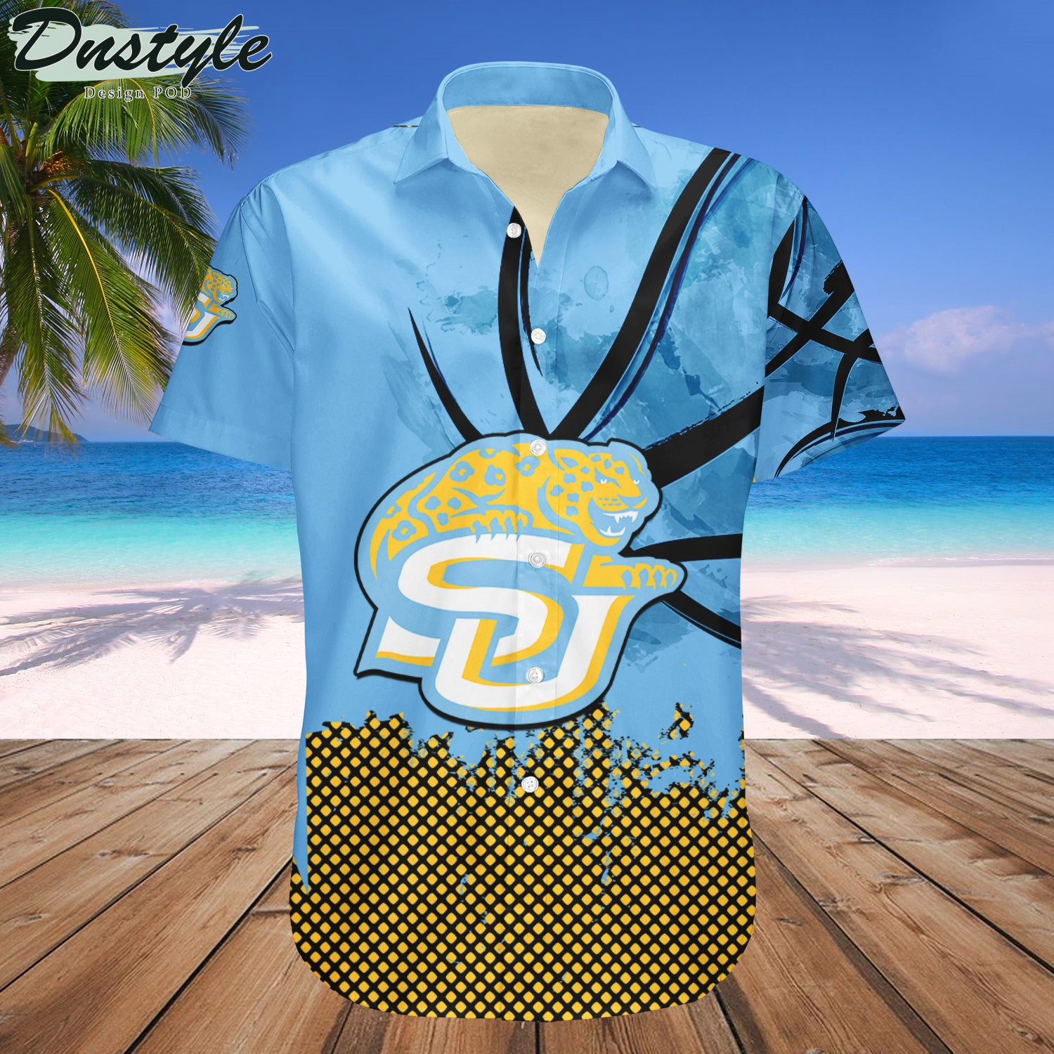 Southern Jaguars Basketball Net Grunge Pattern Hawaii Shirt