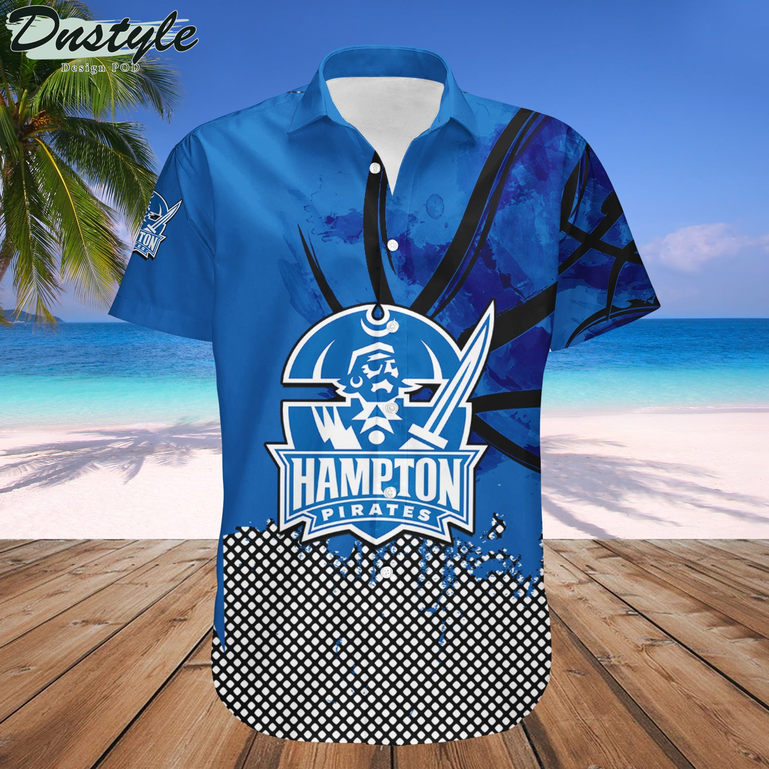Hampton Pirates Basketball Net Grunge Pattern Hawaii Shirt