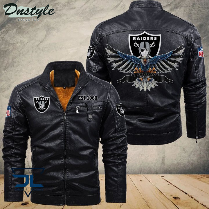 Oakland Raiders Eagle Fleece Leather Jacket